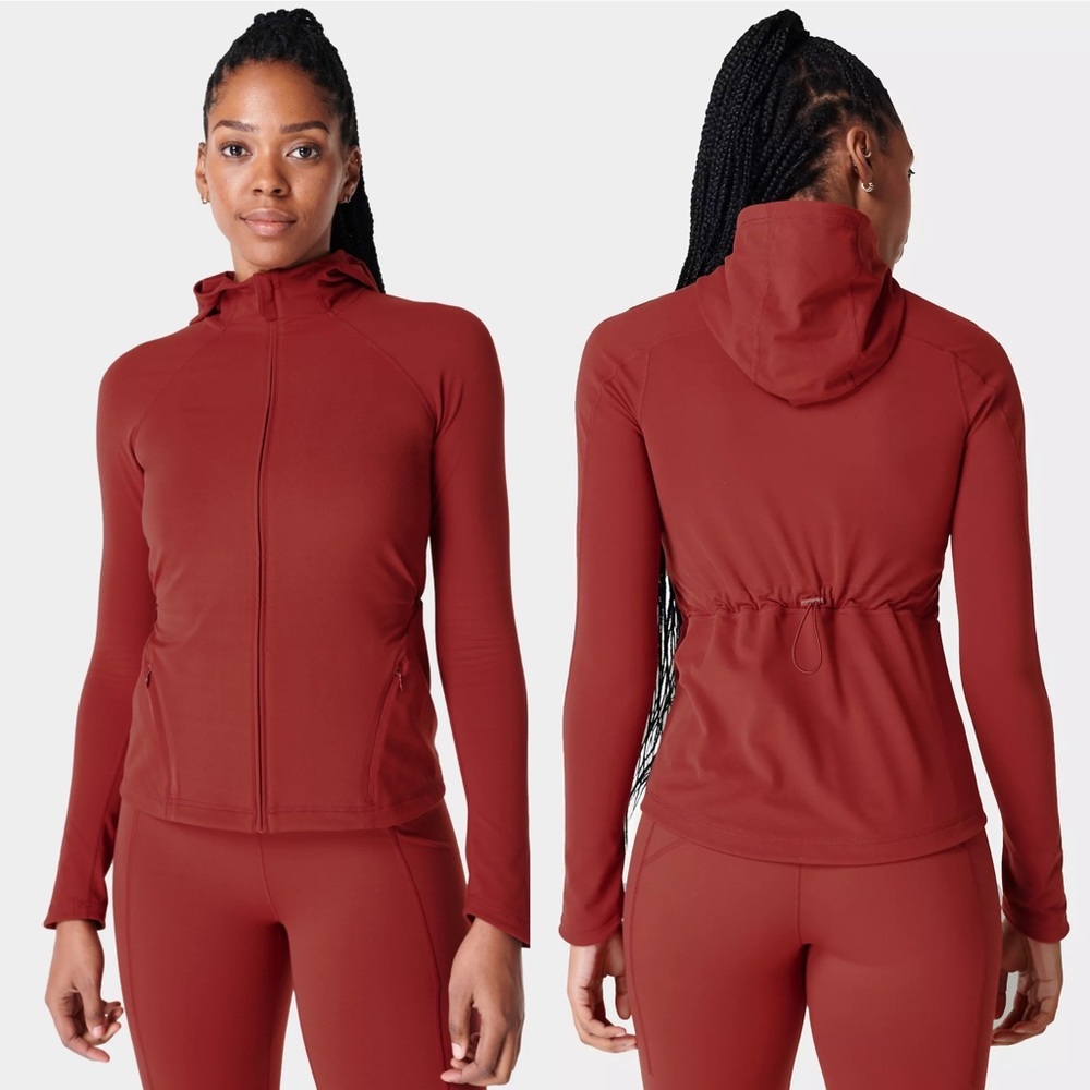 Sweaty Betty Super Soft Workout Zip Jacket Falu Red Large NEW